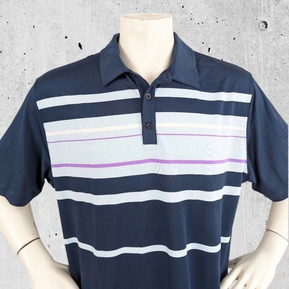 Nike Golf Polo Shirt Size XL Dri-Fit Blue Stripe - Picture 3 of 5